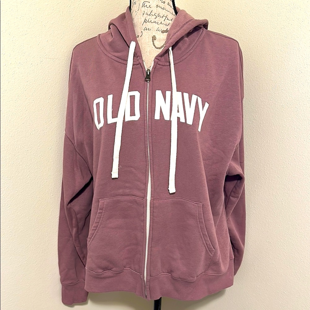 Old Navy Logo Dusty Rose Zip-Up Hoodie Large NWOT